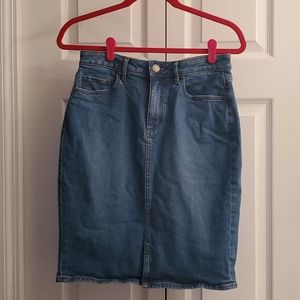 LOFT Front Slit Pencil Jean Skirt